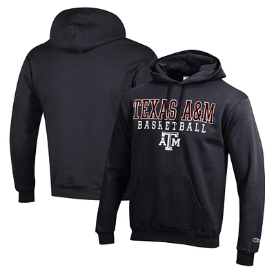 Men's Champion Black Texas A&M Aggies Basketball Stack Pullover Hoodie