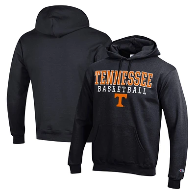 Men's Champion Black Tennessee Volunteers Basketball Stack Pullover Hoodie