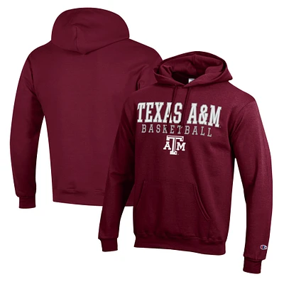 Men's Champion Maroon Texas A&M Aggies Basketball Stack Pullover Hoodie