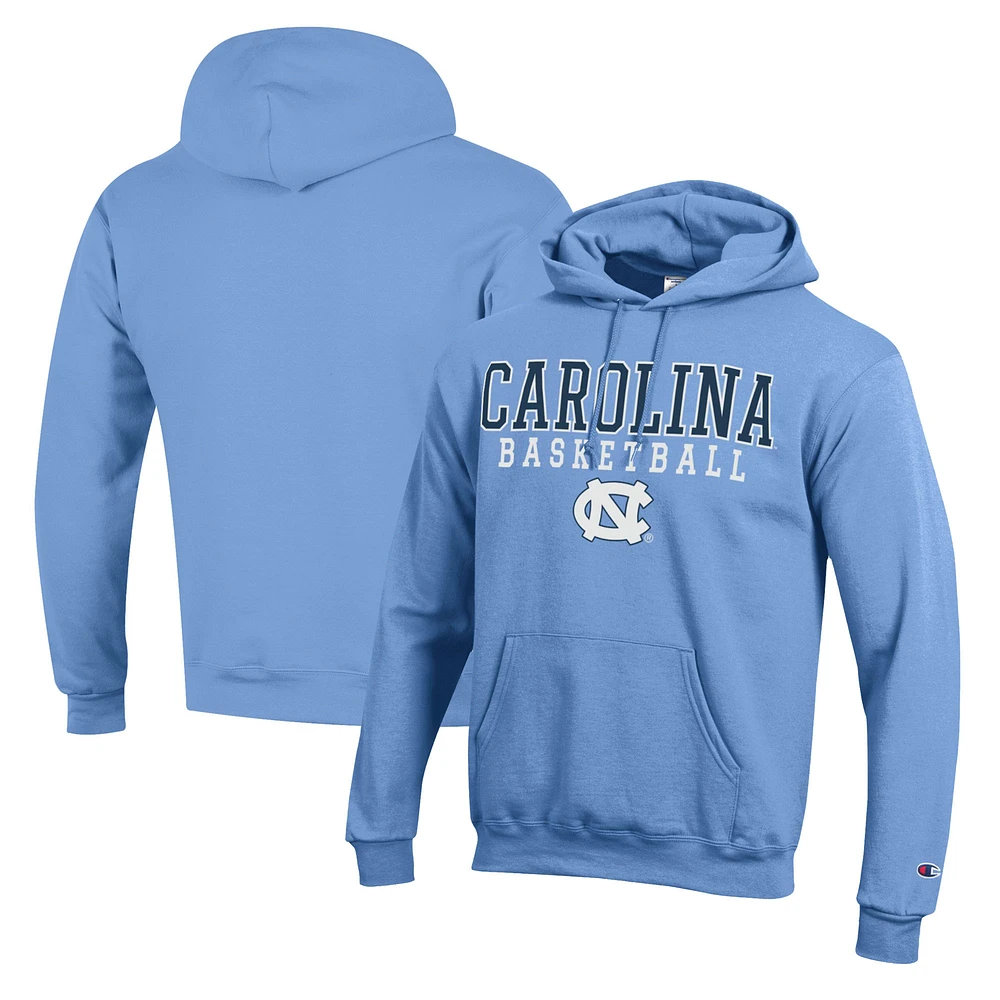 Men's Champion Carolina Blue North Tar Heels Basketball Stack Pullover Hoodie