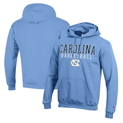 Men's Champion Carolina Blue North Tar Heels Basketball Stack Pullover Hoodie