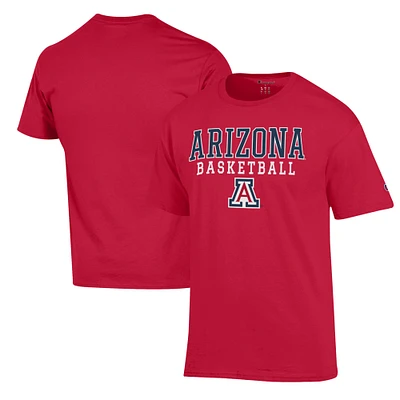 Men's Champion Red Arizona Wildcats Basketball Stack T-Shirt