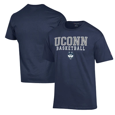 Men's Champion Navy UConn Huskies Basketball Stack T-Shirt