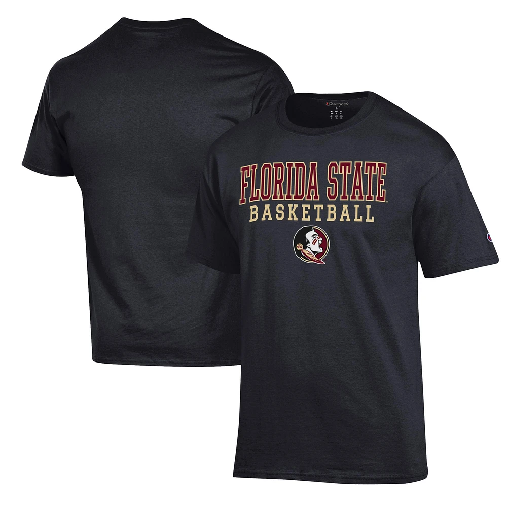 Men's Champion Black Florida State Seminoles Basketball Stack T-Shirt