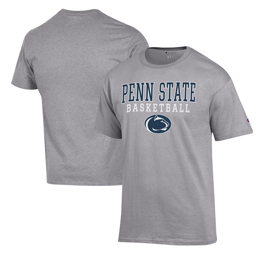 Men's Champion Heather Gray Penn State Nittany Lions Basketball Stack T-Shirt
