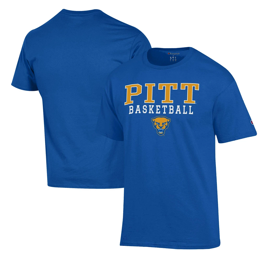 Men's Champion Royal Pitt Panthers Basketball Stack T-Shirt