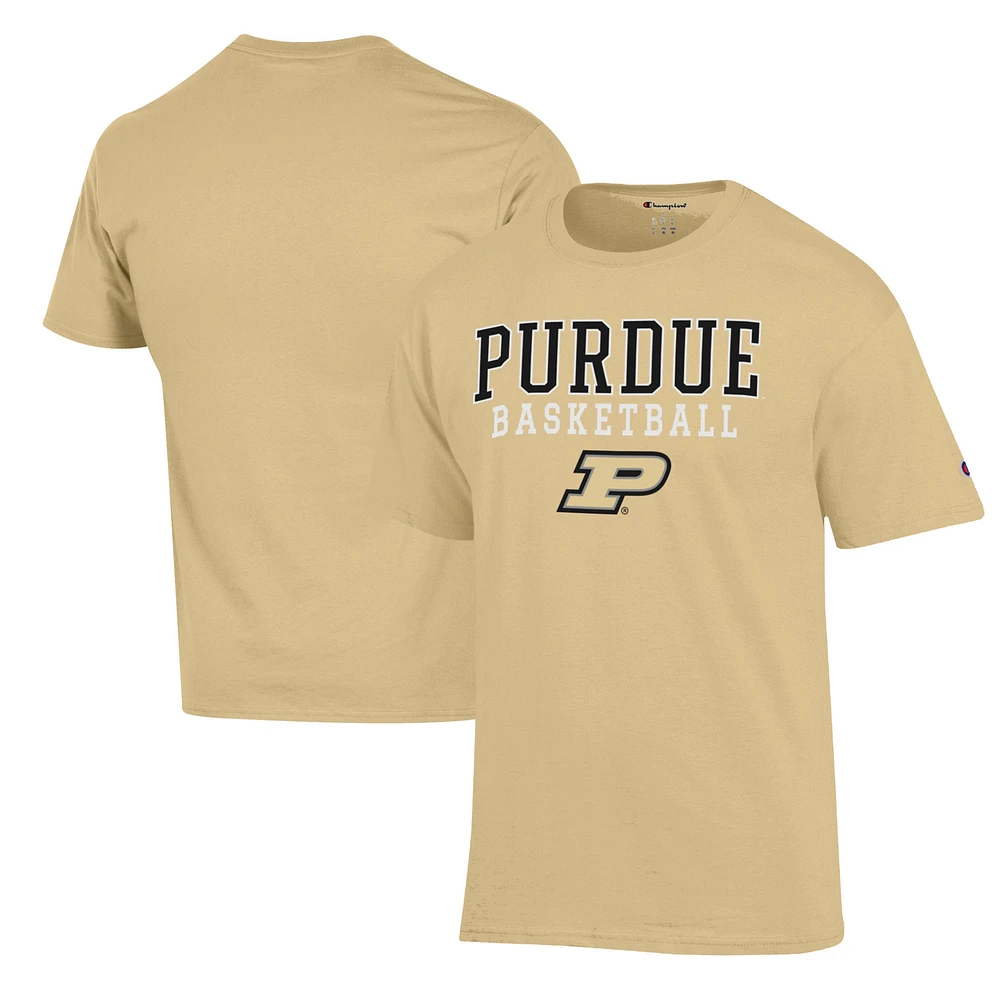Men's Champion Gold Purdue Boilermakers Basketball Stack T-Shirt