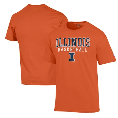 Men's Champion Orange Illinois Fighting Illini Basketball Stack T-Shirt