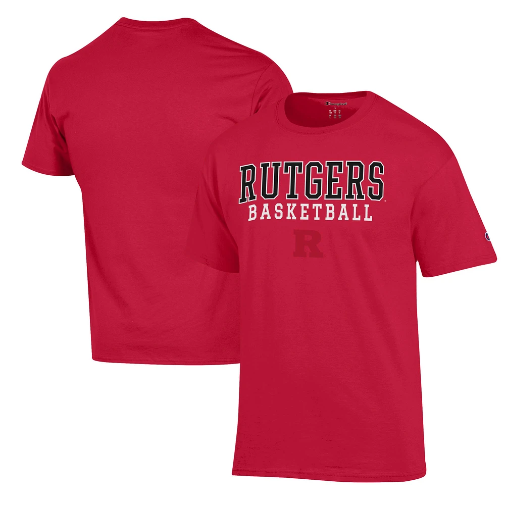 Men's Champion Scarlet Rutgers Knights Basketball Stack T-Shirt