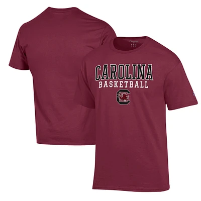 Men's Champion Garnet South Carolina Gamecocks Basketball Stack T-Shirt