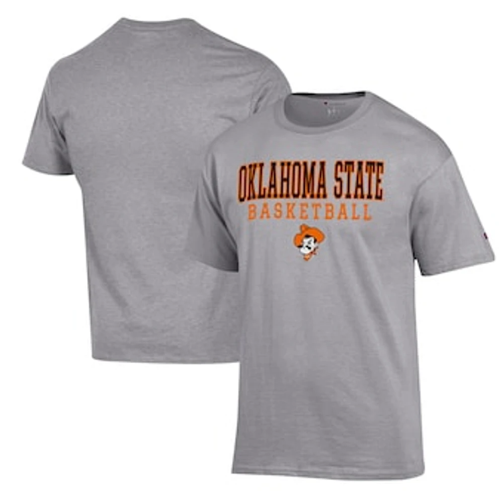 Men's Champion Heather Gray Oklahoma State Cowboys Basketball Stack T-Shirt