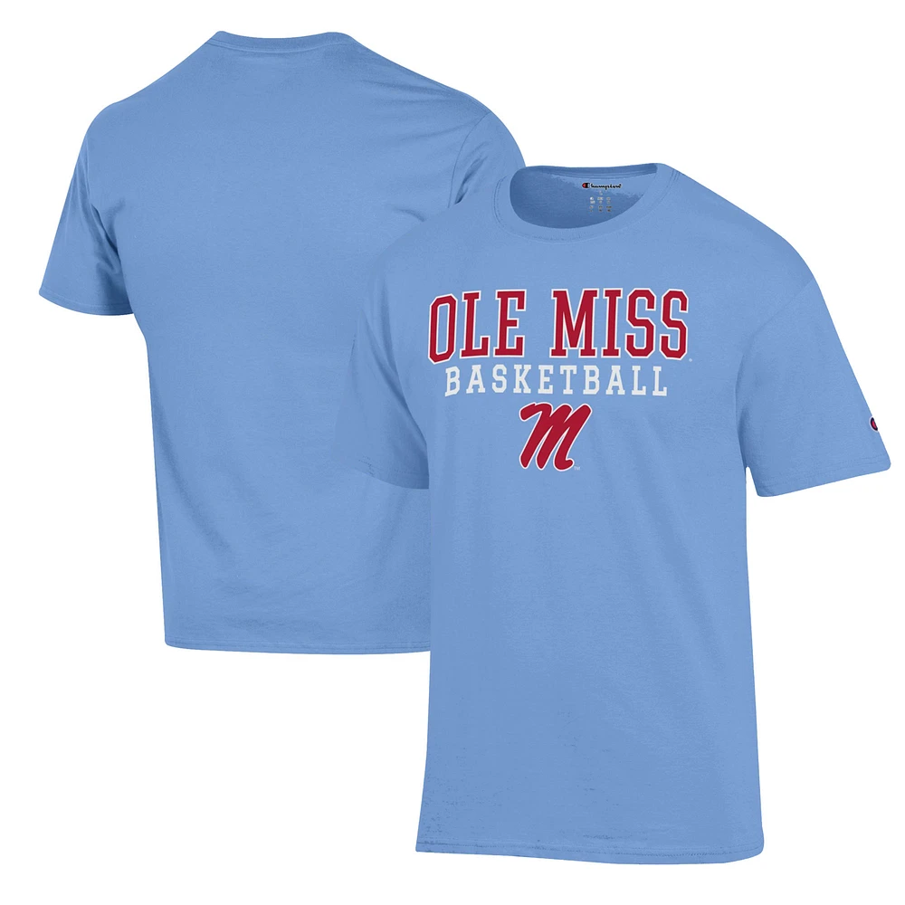 Men's Champion Powder Blue Ole Miss Rebels Basketball Stack T-Shirt