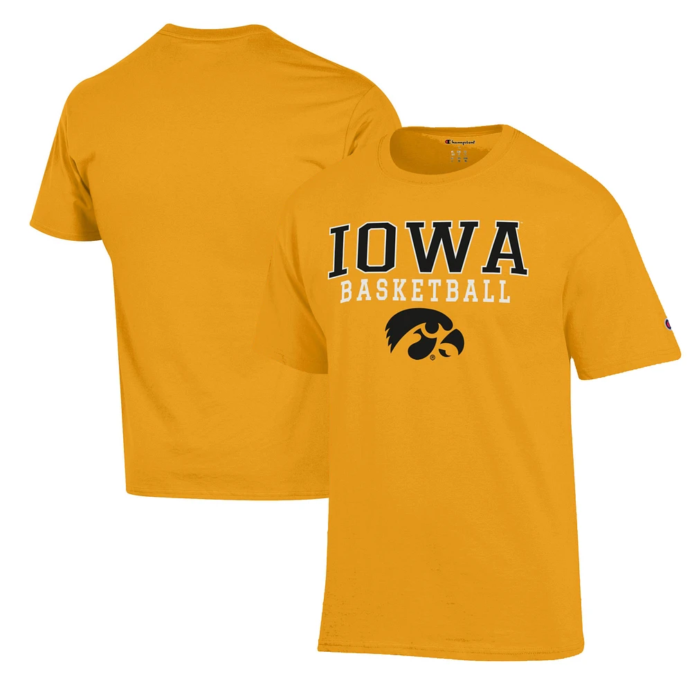 Men's Champion Gold Iowa Hawkeyes Basketball Stack T-Shirt