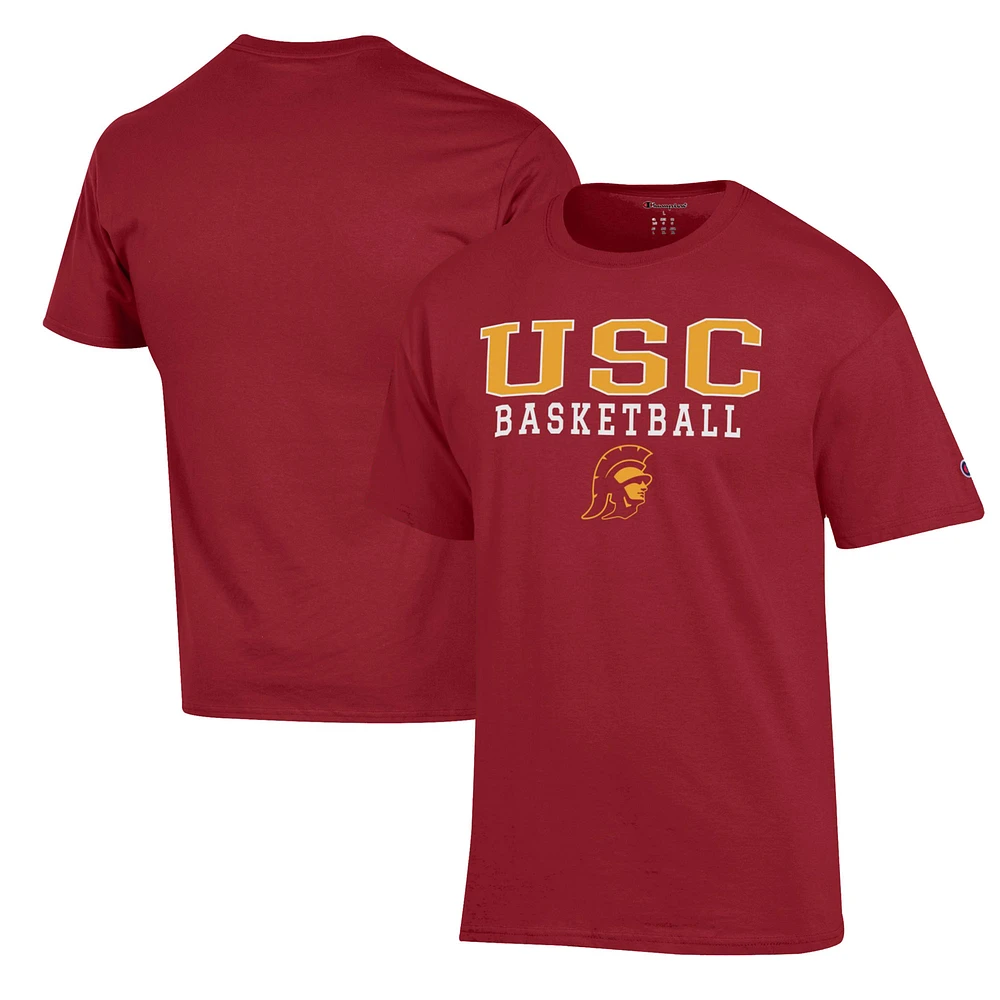 Men's Champion Cardinal USC Trojans Basketball Stack T-Shirt