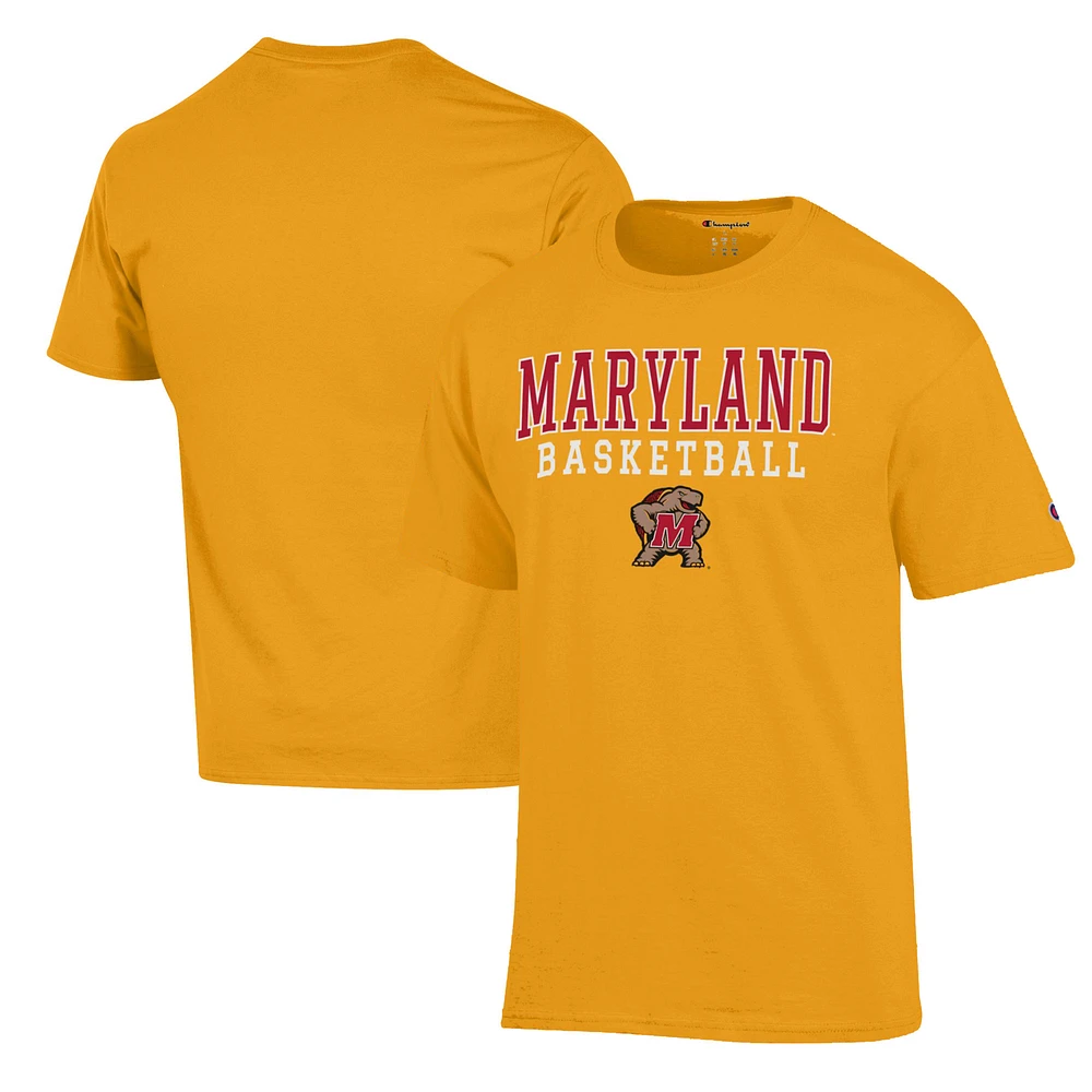 Men's Champion Gold Maryland Terrapins Basketball Stack T-Shirt