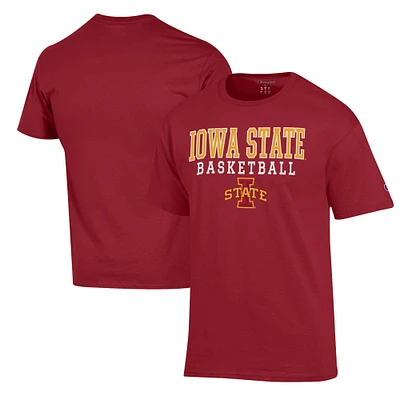 Men's Champion Cardinal Iowa State Cyclones Basketball Stack T-Shirt