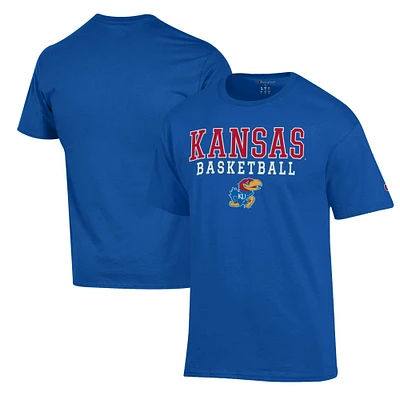 Men's Champion Royal Kansas Jayhawks Basketball Stack T-Shirt