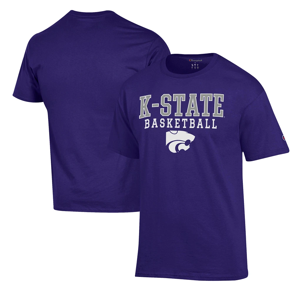 Men's Champion Purple Kansas State Wildcats Basketball Stack T-Shirt