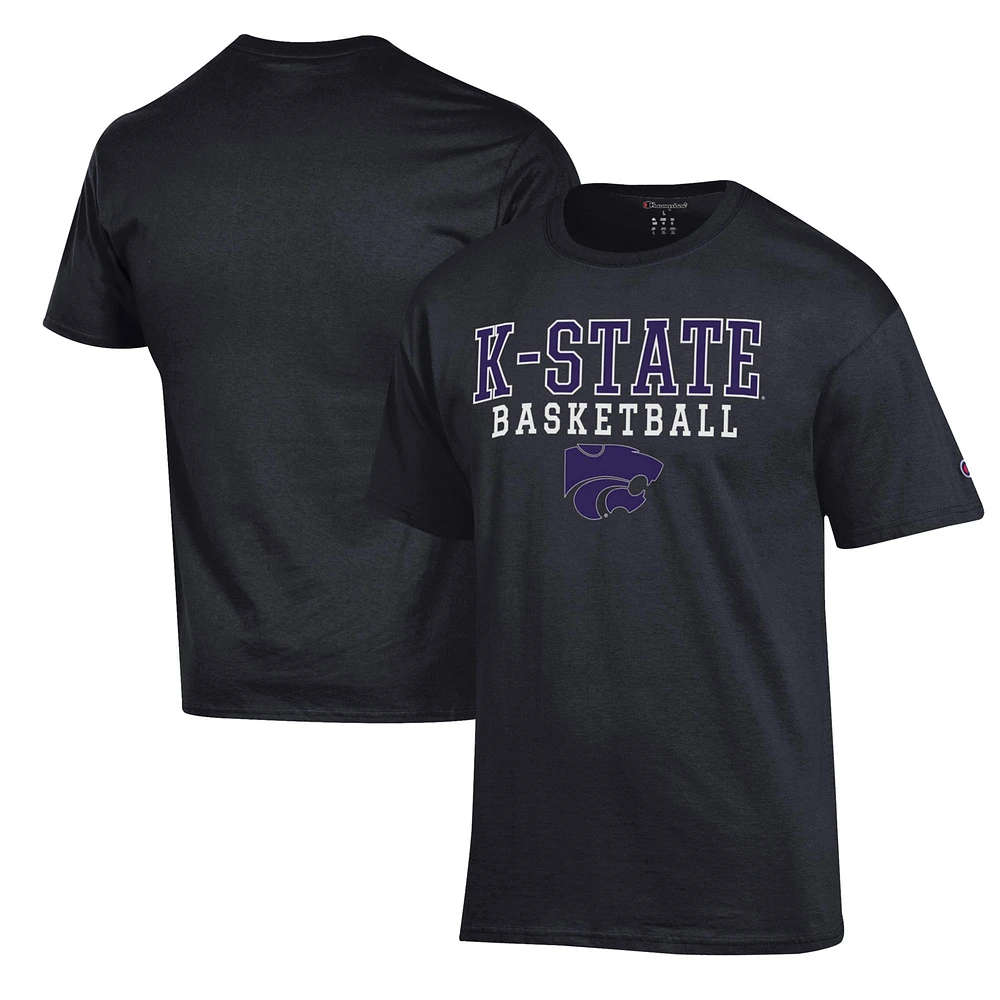 Men's Champion Black Kansas State Wildcats Basketball Stack T-Shirt