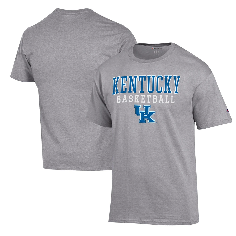 Men's Champion Heather Gray Kentucky Wildcats Basketball Stack T-Shirt