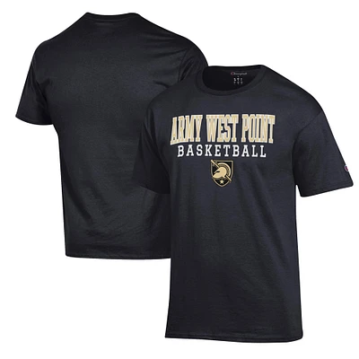 Men's Champion Black Army Knights Basketball Stack T-Shirt