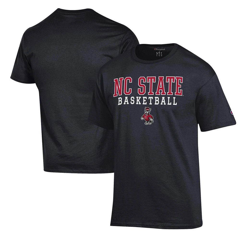 Men's Champion Black NC State Wolfpack Basketball Stack T-Shirt