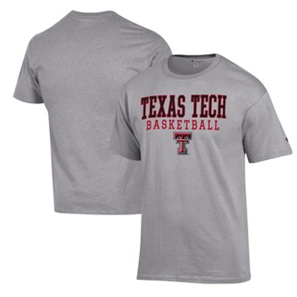Men's Champion Heather Gray Texas Tech Red Raiders Basketball Stack T-Shirt
