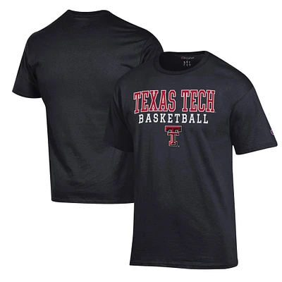 Men's Champion Red Texas Tech Raiders Basketball Stack T-Shirt