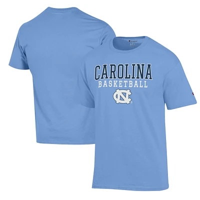 Men's Champion Carolina Blue North Tar Heels Basketball Stack T-Shirt