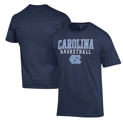 Men's Champion Navy North Carolina Tar Heels Basketball Stack T-Shirt