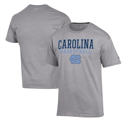 Men's Champion Heather Gray North Carolina Tar Heels Basketball Stack T-Shirt