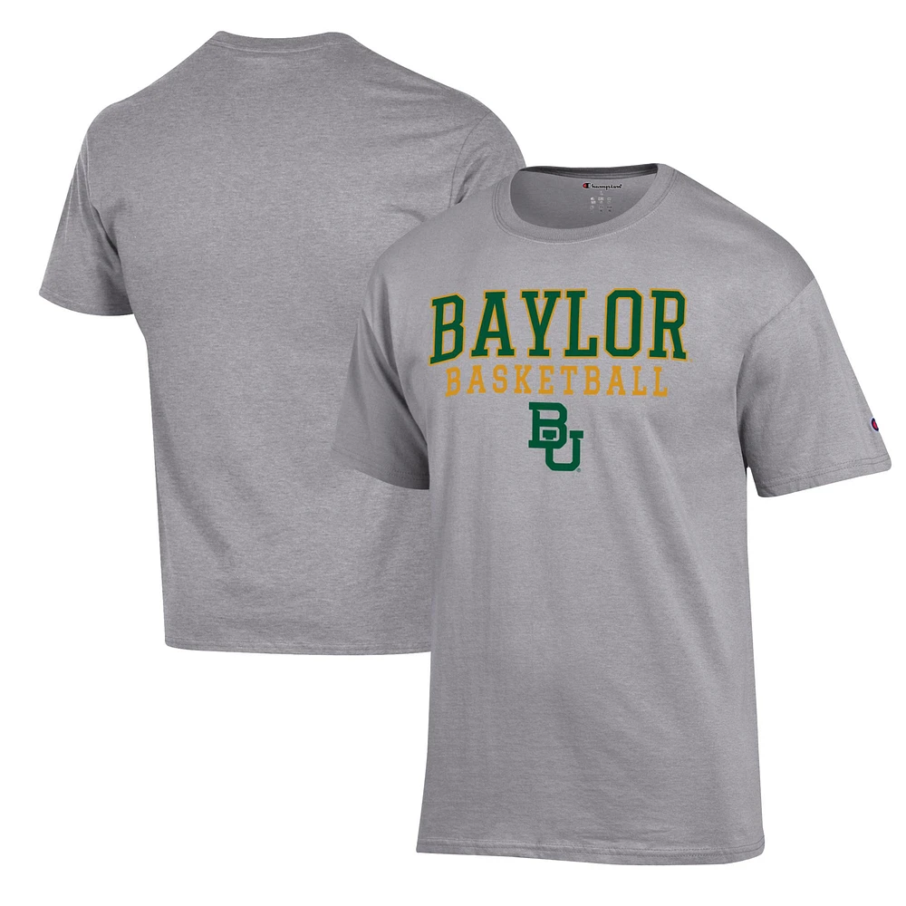 Men's Champion Heather Gray Baylor Bears Basketball Stack T-Shirt