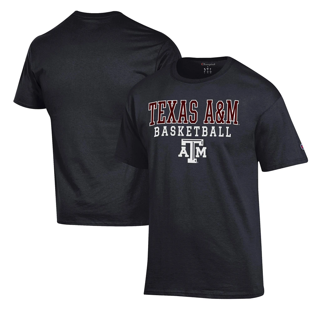 Men's Champion Black Texas A&M Aggies Basketball Stack T-Shirt
