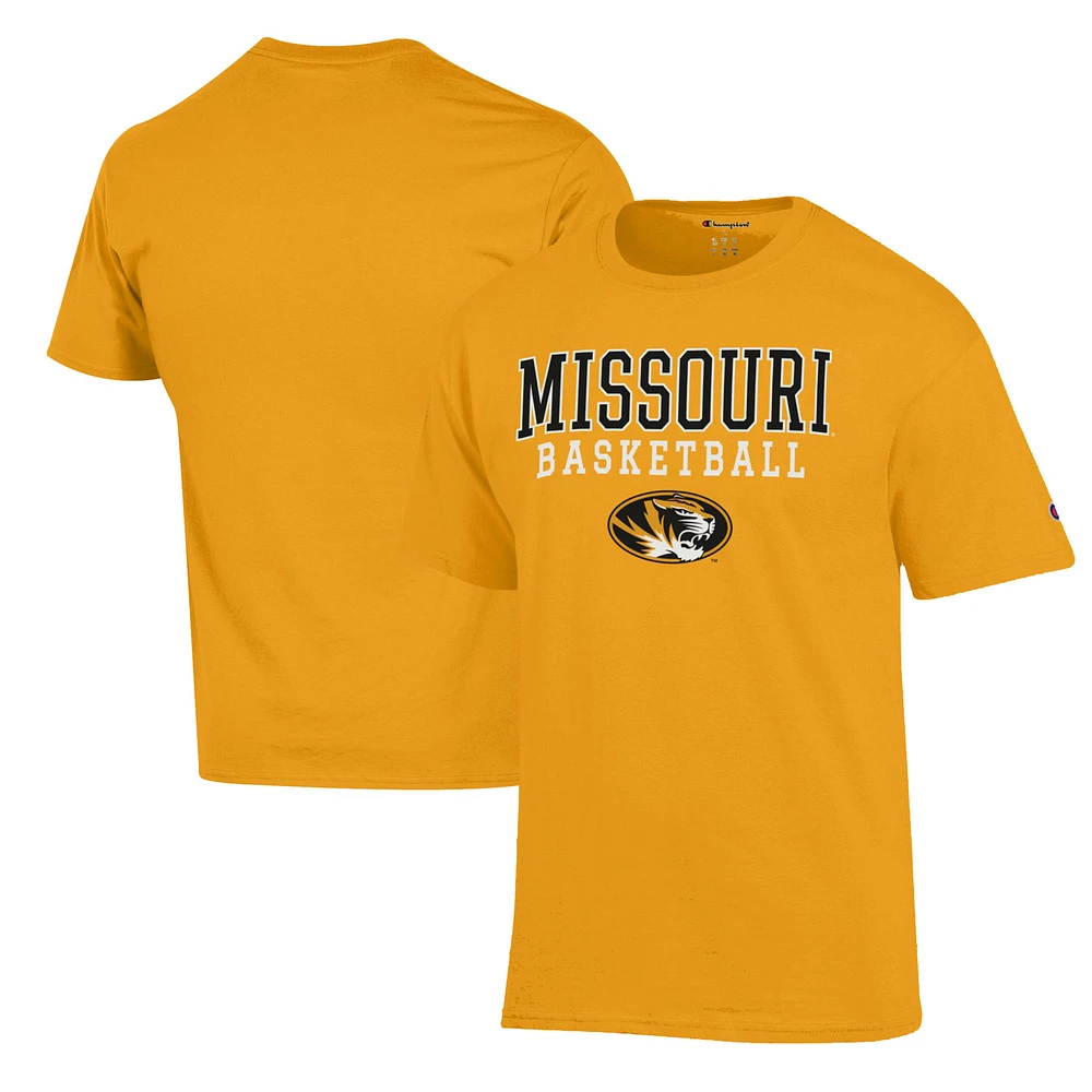 Men's Champion Gold Missouri Tigers Basketball Stack T-Shirt