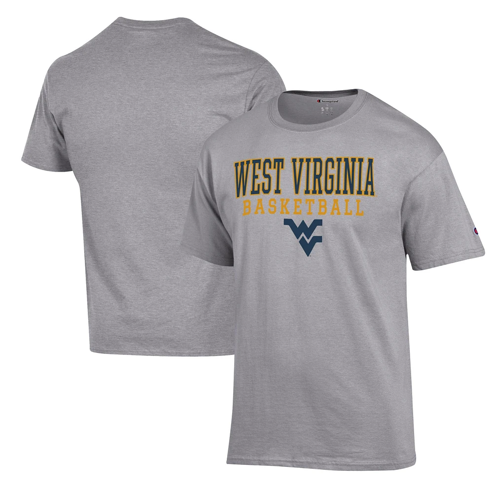 Men's Champion Heather Gray West Virginia Mountaineers Basketball Stack T-Shirt