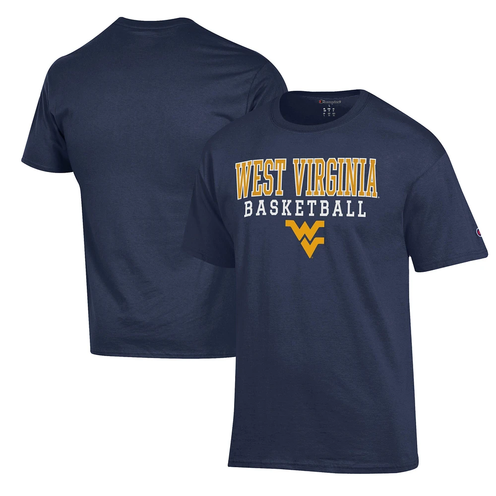 Men's Champion Navy West Virginia Mountaineers Basketball Stack T-Shirt