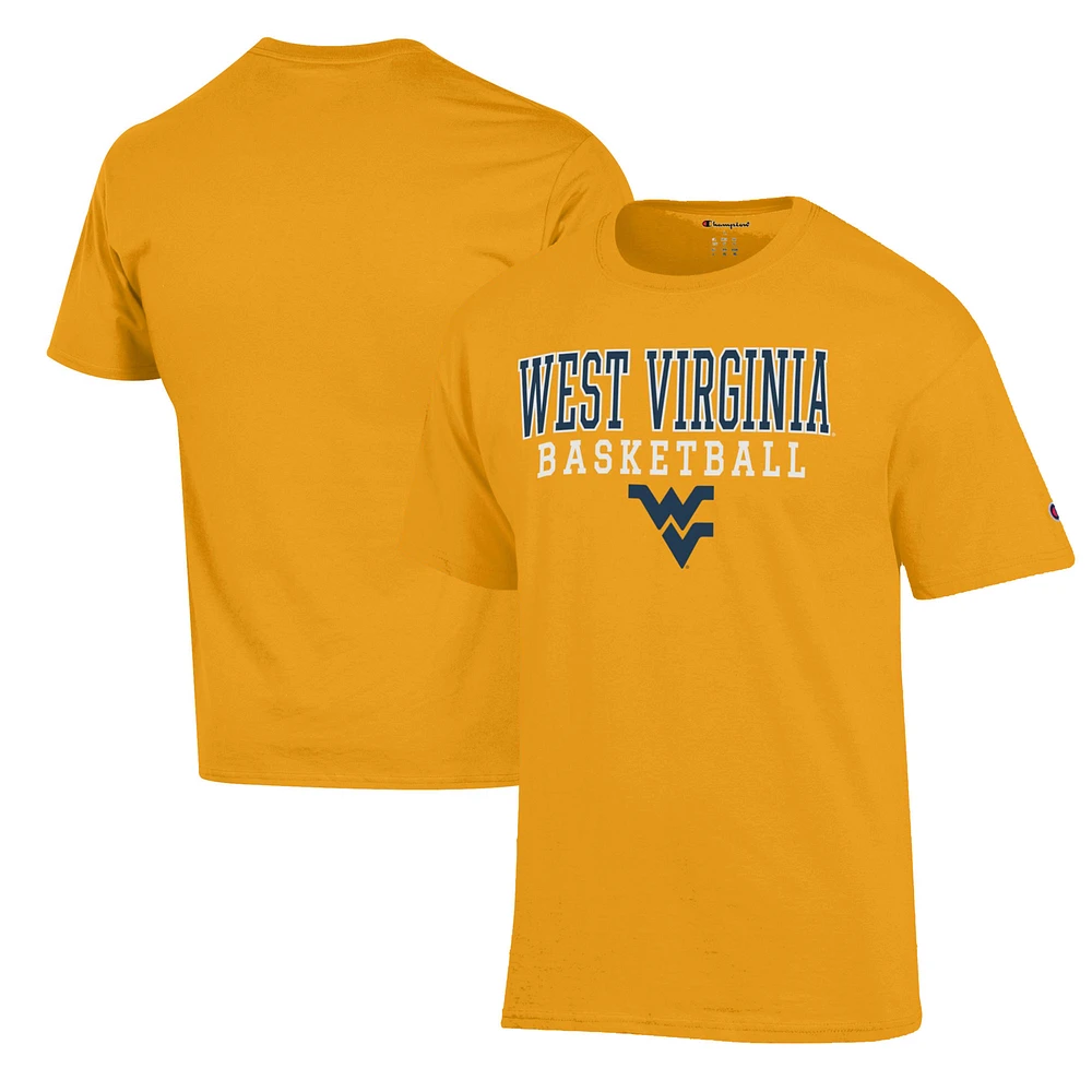Men's Champion Gold West Virginia Mountaineers Basketball Stack T-Shirt