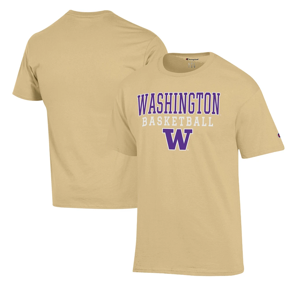 Men's Champion Gold Washington Huskies Basketball Stack T-Shirt