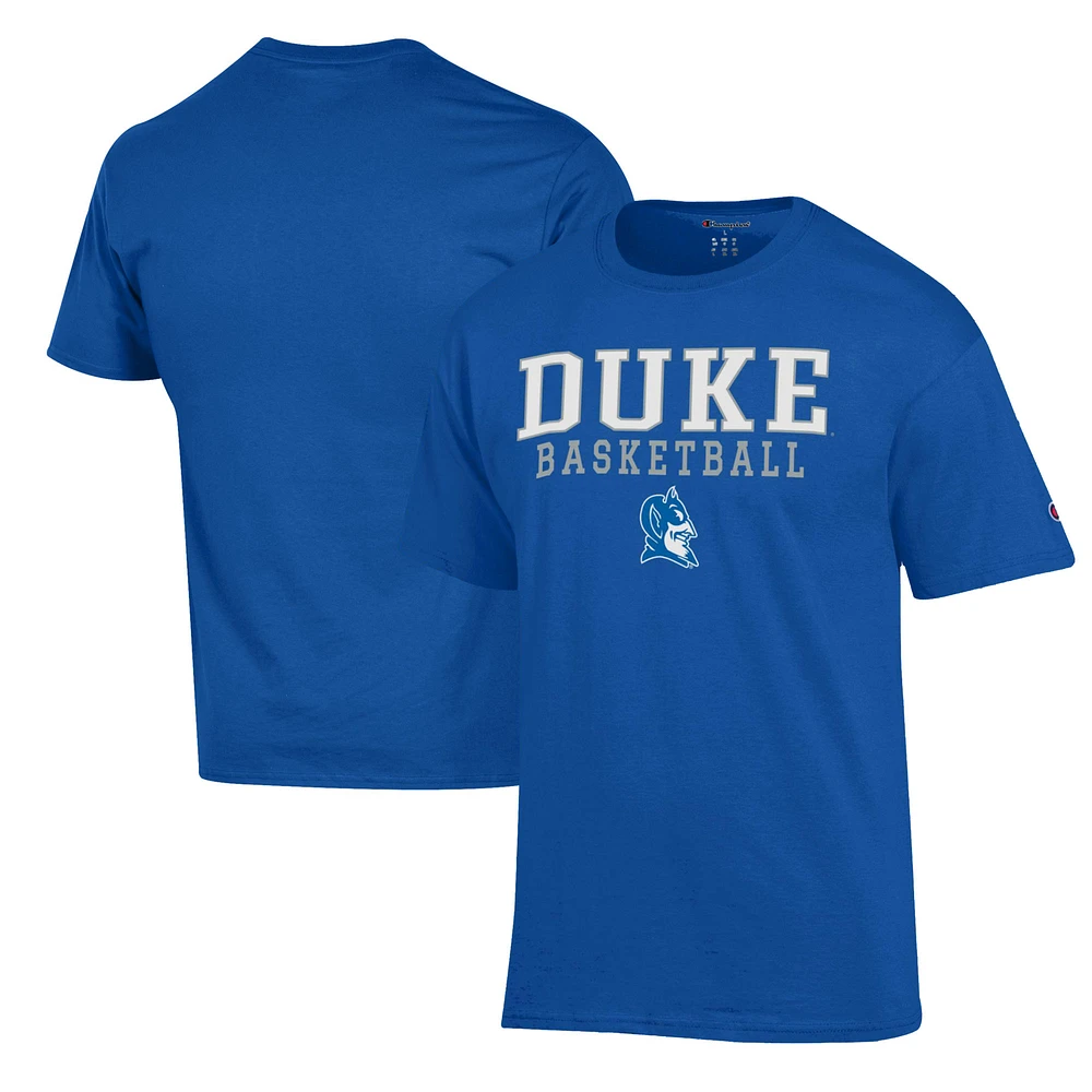 Men's Champion Royal Duke Blue Devils Basketball Stack T-Shirt