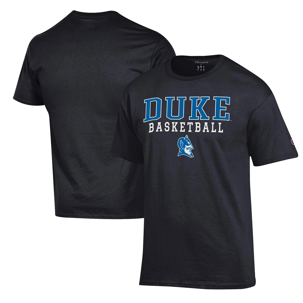 Men's Champion Black Duke Blue Devils Basketball Stack T-Shirt