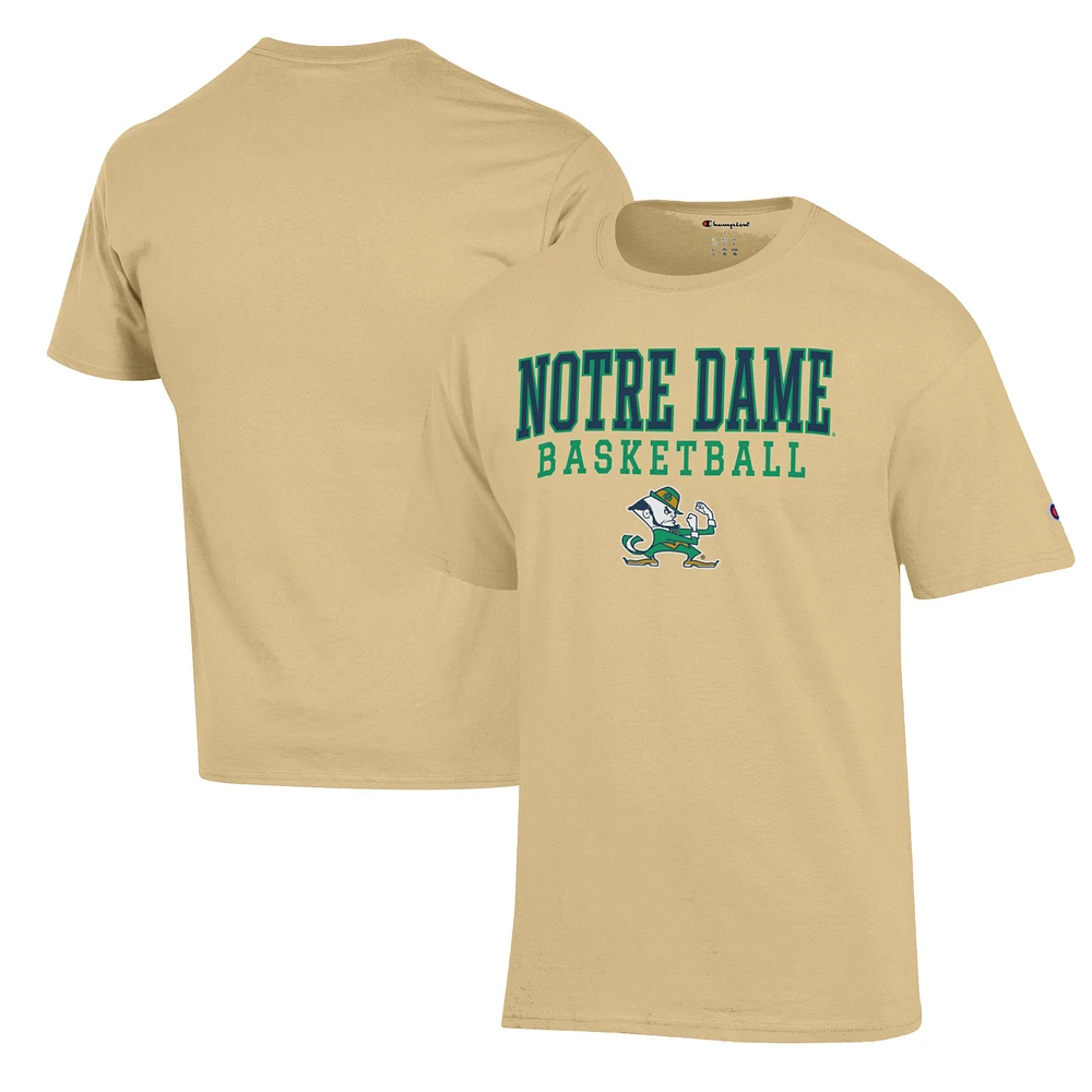 Men's Champion Gold Notre Dame Fighting Irish Basketball Stack T-Shirt