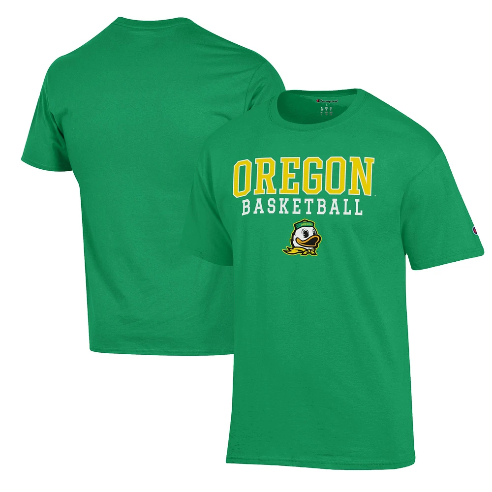 Men's Champion Green Oregon Ducks Basketball Stack T-Shirt