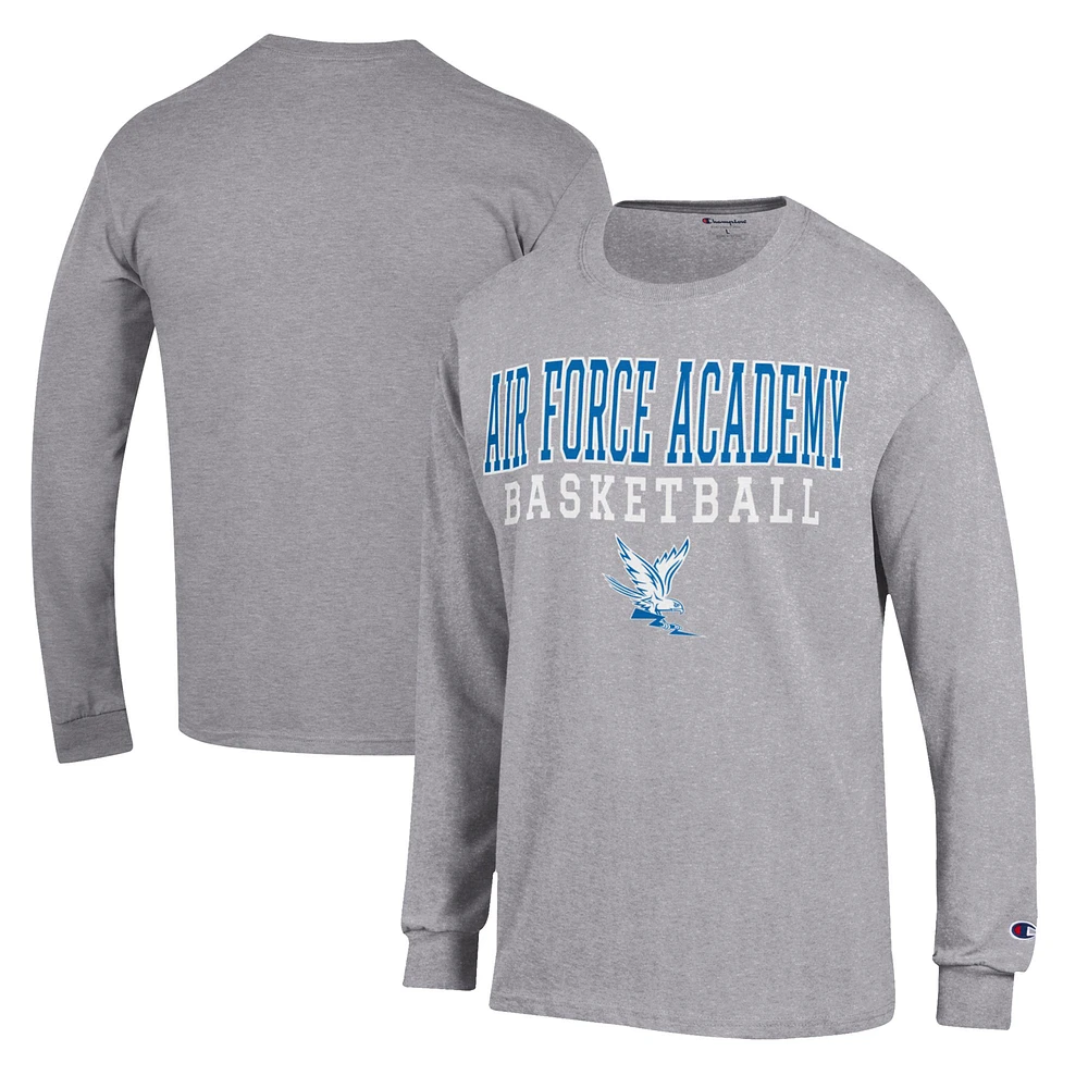 Men's Champion Heather Gray Air Force Falcons Basketball Stack Long Sleeve T-Shirt