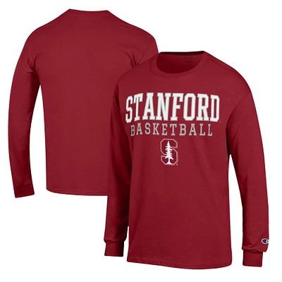 Men's Champion Cardinal Stanford Basketball Stack Long Sleeve T-Shirt