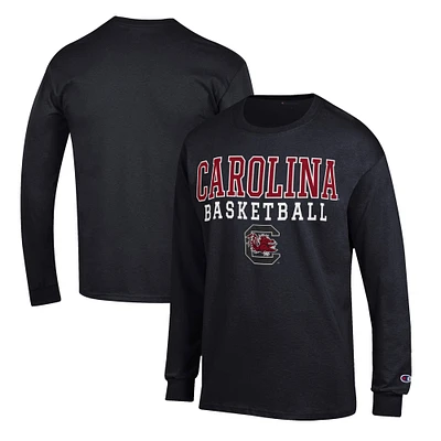 Men's Champion Black South Carolina Gamecocks Basketball Stack Long Sleeve T-Shirt