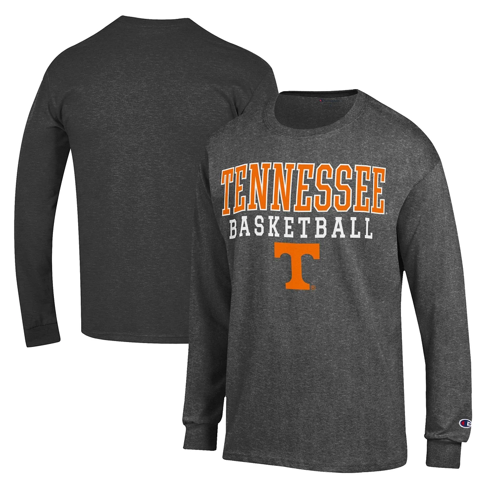 Men's Champion Charcoal Tennessee Volunteers Basketball Stack Long Sleeve T-Shirt