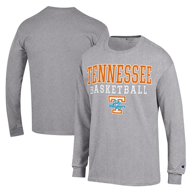 Men's Champion Heather Gray Tennessee Volunteers Lady Vols Basketball Stack Long Sleeve T-Shirt