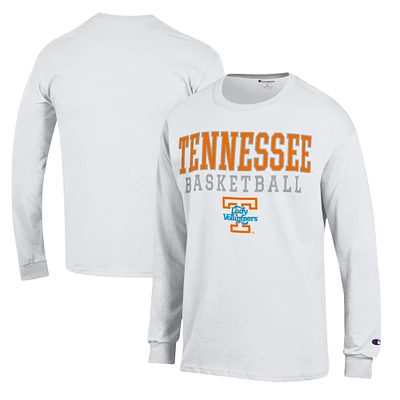 Men's Champion White Tennessee Volunteers Lady Vols Basketball Stack Long Sleeve T-Shirt