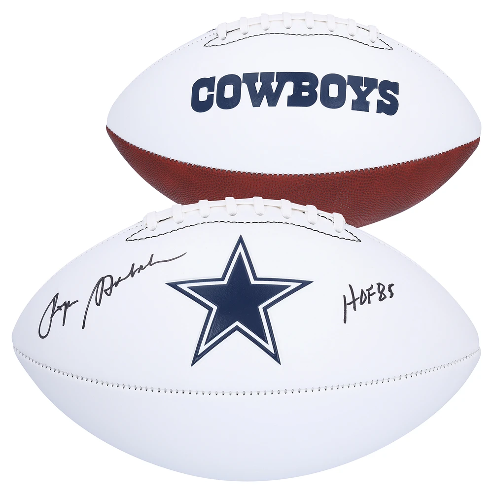 Roger Staubach Dallas Cowboys Autographed Franklin White Panel Football with "HOF 85" Inscription