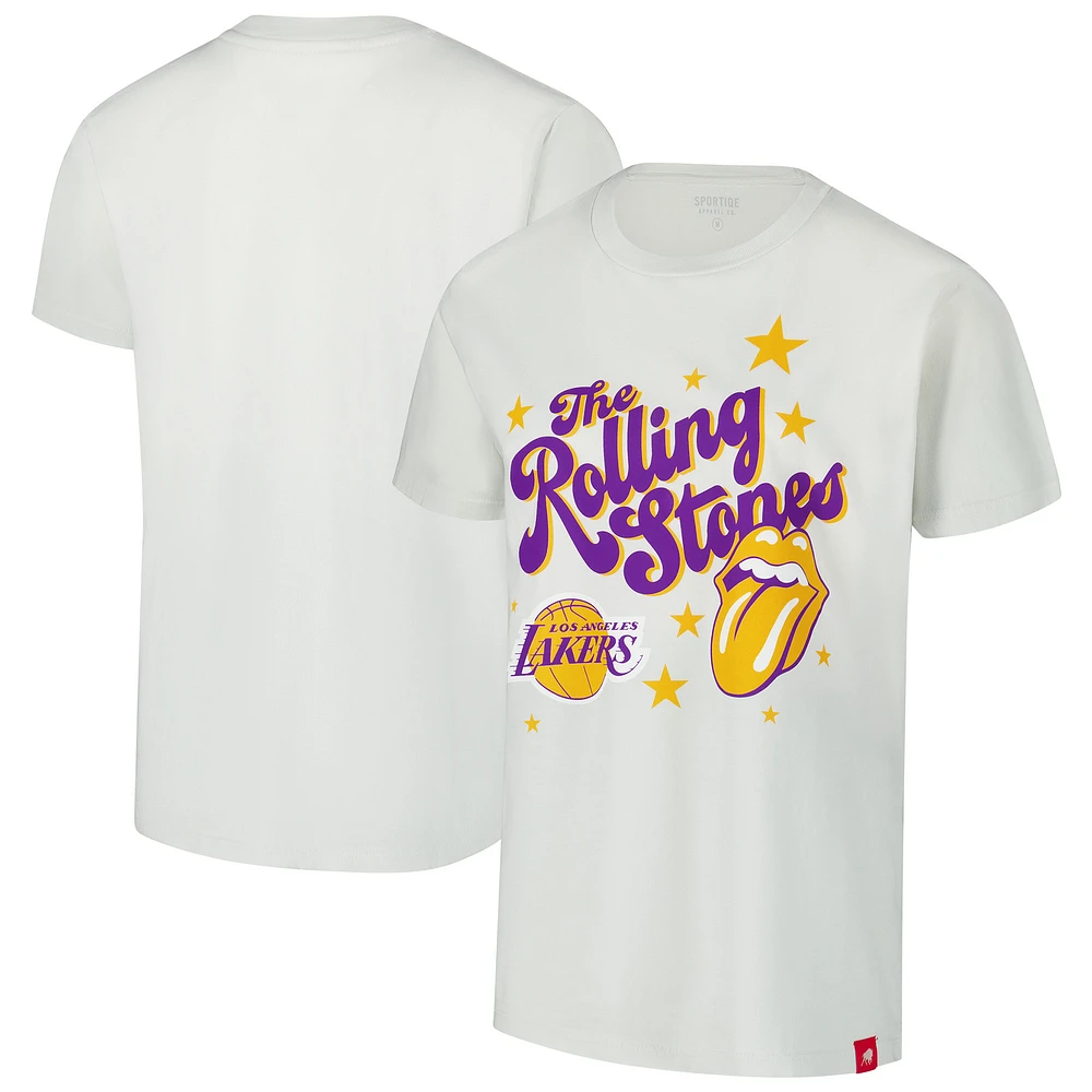 Unisex Sportiqe White Los Angeles Lakers x Rolling Stones Arcadia Collab T-Shirt